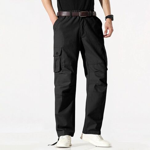 Men's Fleece Lined Cargo Pants, Cotton Blend Thermal Work Pants Casual Winter Trousers with Multi-Pockets in Saudi Arabia