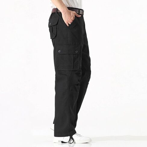 Men's Fleece Lined Cargo Pants, Cotton Blend Thermal Work Pants Casual Winter Trousers with Multi-Pockets in Saudi Arabia