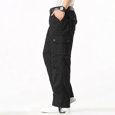 Men's Fleece Lined Cargo Pants, Cotton Blend Thermal Work Pants Casual Winter Trousers with Multi-Pockets in Saudi Arabia