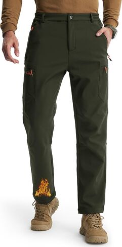Libin Men's Fleece Lined Hiking Pants Snow Ski Water Resistant Thermal Zipper Pockets Insulated Softshell Cold Weather in Saudi Arabia