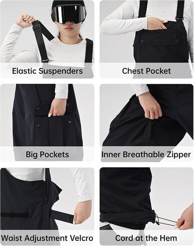 Men Ski Bib 3L Snowboard Baggy Pants Snow Overalls Waterproof Windproof Insulate Warm Winter in Saudi Arabia