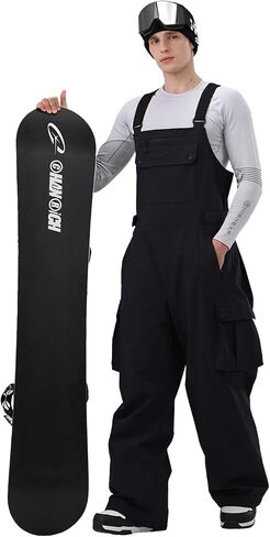 Men Ski Bib 3L Snowboard Baggy Pants Snow Overalls Waterproof Windproof Insulate Warm Winter in Saudi Arabia