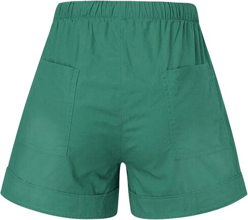 Summer Shorts for Women Cotton Linen Casual Drawstring Elastic Waist Wide Leg Shorts Flowy Beach Pants with Pockets in Saudi Arabia