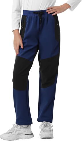Kids Fleece Lined Snow Ski Pants Boys Girls Hiking Outdoor Pants Waterproof Elatsic Waist Insulated Trousers in Saudi Arabia