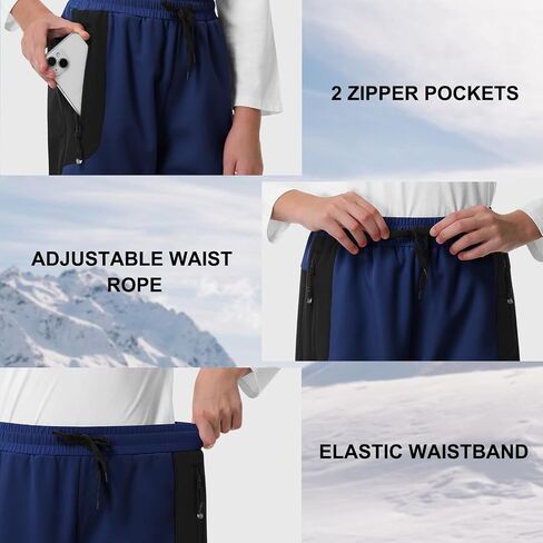 Kids Fleece Lined Snow Ski Pants Boys Girls Hiking Outdoor Pants Waterproof Elatsic Waist Insulated Trousers in Saudi Arabia