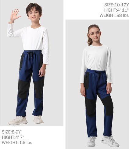 Kids Fleece Lined Snow Ski Pants Boys Girls Hiking Outdoor Pants Waterproof Elatsic Waist Insulated Trousers in Saudi Arabia