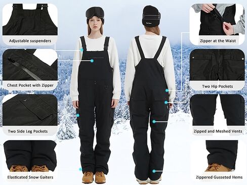 Women Men Snow Ski Bibs Pants Adjustable Windproof Waterproof Jumpsuit Snowboarding Insulated Warm Overall Trouser in Saudi Arabia