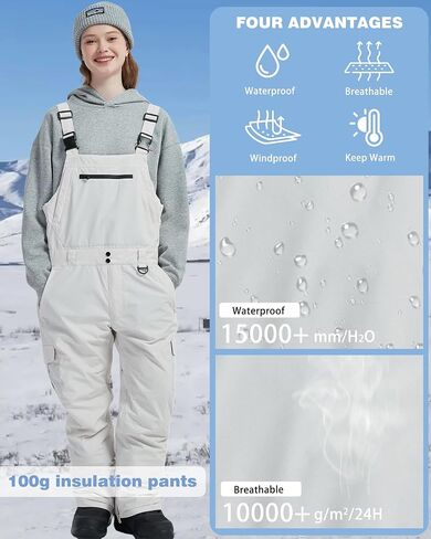 Women Men Snow Ski Bibs Pants Adjustable Windproof Waterproof Jumpsuit Snowboarding Insulated Warm Overall Trouser in Saudi Arabia