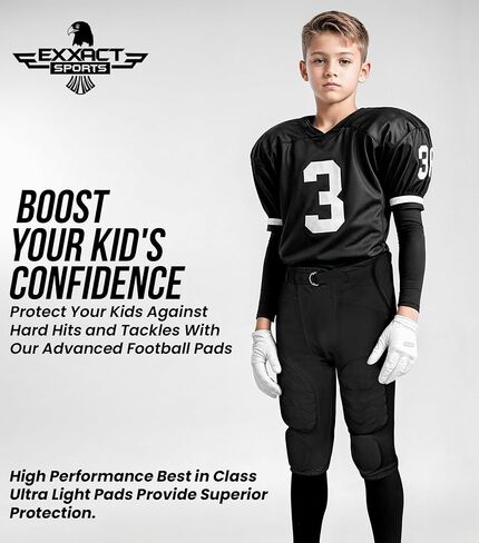Exxact Sports Proline Youth Integrated Football Pants with 7 Flex Pads, Lightweight Football Practice Pants for Protection in Saudi Arabia