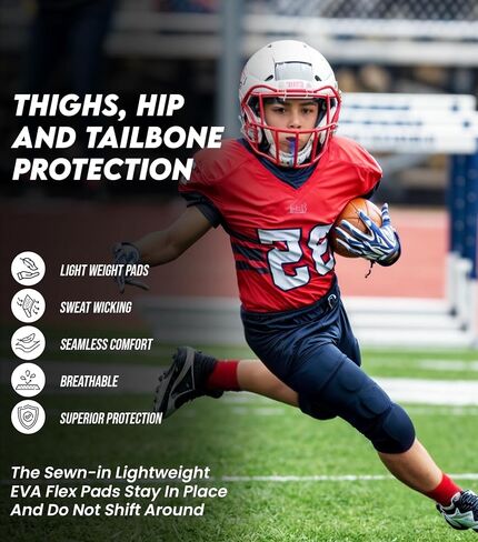 Exxact Sports Proline Youth Integrated Football Pants with 7 Flex Pads, Lightweight Football Practice Pants for Protection in Saudi Arabia