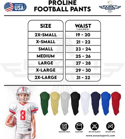 Exxact Sports Proline Youth Integrated Football Pants with 7 Flex Pads, Lightweight Football Practice Pants for Protection in Saudi Arabia