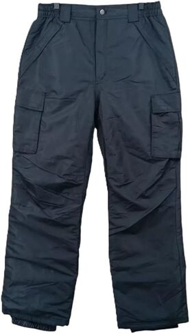 Boy's Insulated Cargo Snowboard Snow Pants - Black, Youth in Saudi Arabia