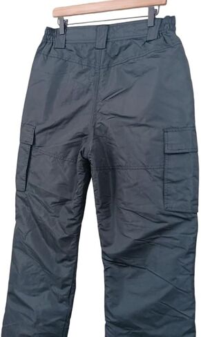 Boy's Insulated Cargo Snowboard Snow Pants - Black, Youth in Saudi Arabia