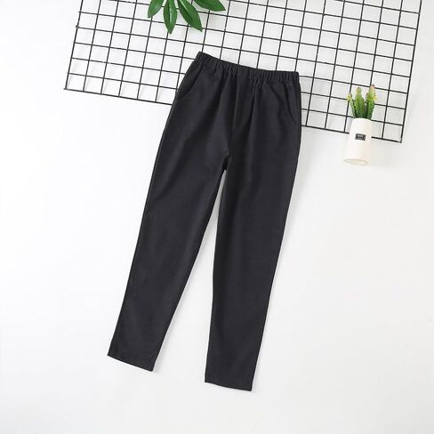 الأولاد السراويل فضفاضة مرونة الخصر Sweatpants الركض في سن المراهقة بانت بسط السراويل عارضة مع جيوب in Kuwait