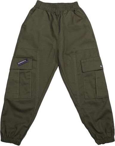 Boys Cargo Joggers Pants Casual Relaxed Fit Trousers Trendy Comfy Sweatpants Wide Leg Classic Pant with Pockets in Saudi Arabia