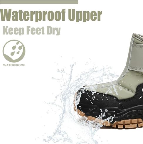 Kids Snow Ankle Boots Waterproof Winter Shoes for Boys Girls Children Youth, Anti-Slip ‌Hook & Loop‌ Zip Insulated Lined for Outdoor Cold Weather Hiking in Saudi Arabia