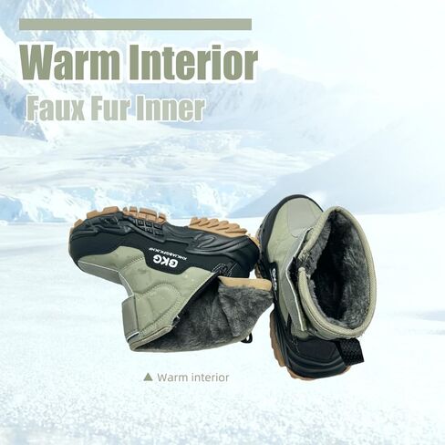 Kids Snow Ankle Boots Waterproof Winter Shoes for Boys Girls Children Youth, Anti-Slip ‌Hook & Loop‌ Zip Insulated Lined for Outdoor Cold Weather Hiking in Saudi Arabia