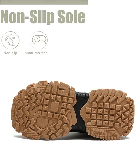 Kids Snow Ankle Boots Waterproof Winter Shoes for Boys Girls Children Youth, Anti-Slip ‌Hook & Loop‌ Zip Insulated Lined for Outdoor Cold Weather Hiking in Saudi Arabia