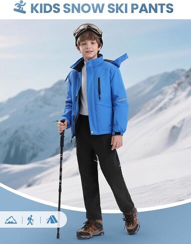 Rdruko Boys Kids Snow Ski Pants Waterproof Fleece Lined Warm Insulated Winter Pants for Outdoor Snowboard in Saudi Arabia