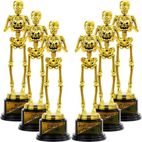 JOYIN Halloween Trophy أفضل زي هيكل عظمي 10.6x3.2، جوائز 2/6 قطعة لجوائز الميداليات المفضلة للحفلات، جائزة مسابقة الأزياء الذهبية، مكافآت الفصول المدرسية، خدعة أم حلوى in Saudi Arabia