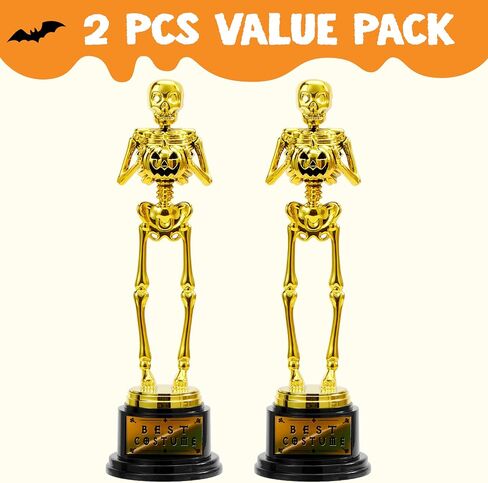 JOYIN Halloween Trophy أفضل زي هيكل عظمي 10.6x3.2، جوائز 2/6 قطعة لجوائز الميداليات المفضلة للحفلات، جائزة مسابقة الأزياء الذهبية، مكافآت الفصول المدرسية، خدعة أم حلوى in Saudi Arabia