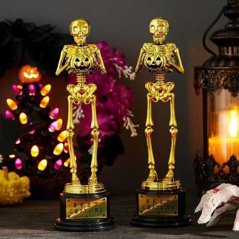 JOYIN Halloween Trophy أفضل زي هيكل عظمي 10.6x3.2، جوائز 2/6 قطعة لجوائز الميداليات المفضلة للحفلات، جائزة مسابقة الأزياء الذهبية، مكافآت الفصول المدرسية، خدعة أم حلوى in Saudi Arabia