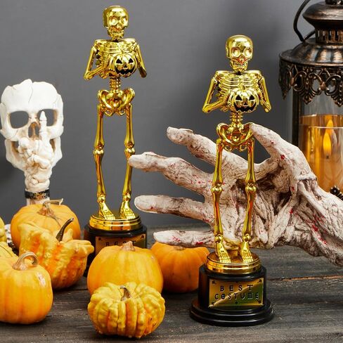 JOYIN Halloween Trophy أفضل زي هيكل عظمي 10.6x3.2، جوائز 2/6 قطعة لجوائز الميداليات المفضلة للحفلات، جائزة مسابقة الأزياء الذهبية، مكافآت الفصول المدرسية، خدعة أم حلوى in Saudi Arabia
