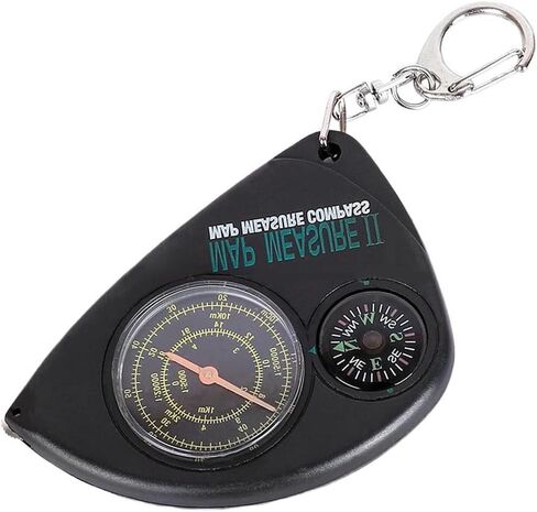 Outdoor Travel Cycling Map Odometer Distance MeterCompass with Key Chain Portable Instrument for Hiking Mountaineering Survival Tool Black ABS Material 7.50x5.00x0.50cm in Saudi Arabia