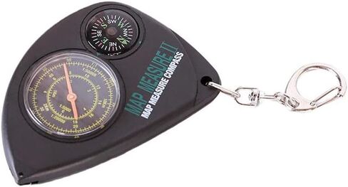 Outdoor Travel Cycling Map Odometer Distance MeterCompass with Key Chain Portable Instrument for Hiking Mountaineering Survival Tool Black ABS Material 7.50x5.00x0.50cm in Saudi Arabia