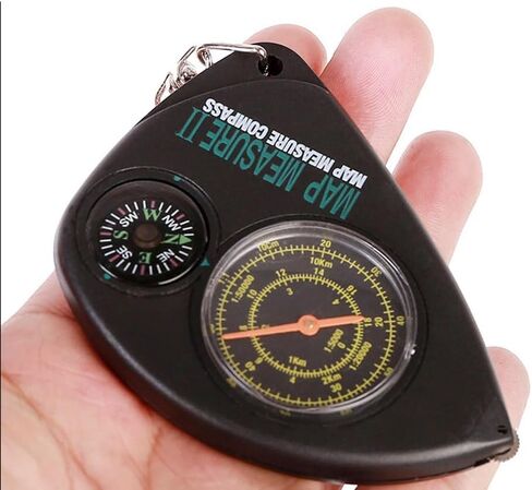Outdoor Travel Cycling Map Odometer Distance MeterCompass with Key Chain Portable Instrument for Hiking Mountaineering Survival Tool Black ABS Material 7.50x5.00x0.50cm in Saudi Arabia