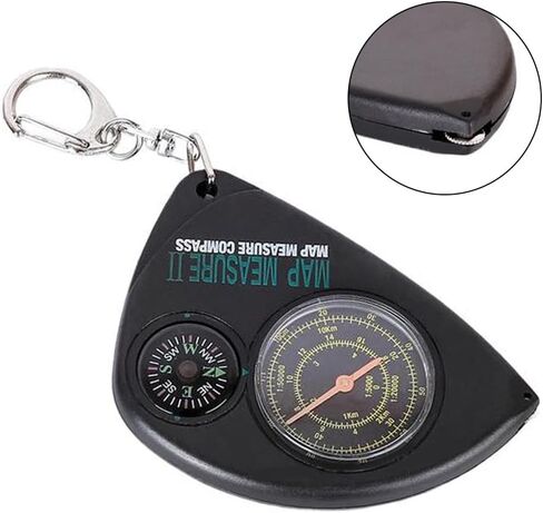 Outdoor Travel Cycling Map Odometer Distance MeterCompass with Key Chain Portable Instrument for Hiking Mountaineering Survival Tool Black ABS Material 7.50x5.00x0.50cm in Saudi Arabia