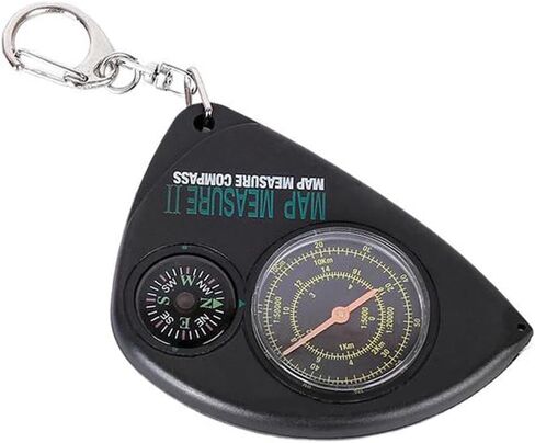 Outdoor Travel Cycling Map Odometer Distance MeterCompass with Key Chain Portable Instrument for Hiking Mountaineering Survival Tool Black ABS Material 7.50x5.00x0.50cm in Saudi Arabia
