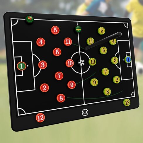 Soccer Coaching Board, 16" LCD Magnetic Screen with 25 Magnets - Electronic Tactics Board for Training, 0.3s One-Touch Erase & Lock, IPX4 Waterproof Portable Design, Includes Stylus Pen in Kuwait