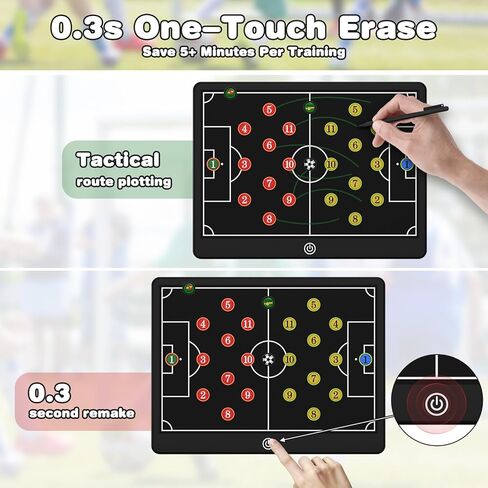 Soccer Coaching Board, 16" LCD Magnetic Screen with 25 Magnets - Electronic Tactics Board for Training, 0.3s One-Touch Erase & Lock, IPX4 Waterproof Portable Design, Includes Stylus Pen in Kuwait