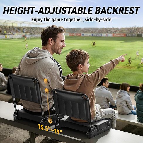 مقاعد ملعب مُدفأة مع دعم خلفي للمبيض، مقعد وسادة سميك قابل للحمل بخمسة زوايا وارتفاع قابل للتعديل مع حقيبة تخزين حامل أكواب، يتضمن حزام الكتف، يستخدم للأحداث الرياضية والحفلات الموسيقية in Kuwait