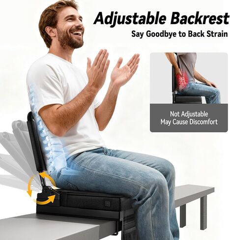 مقاعد ملعب مُدفأة مع دعم خلفي للمبيض، مقعد وسادة سميك قابل للحمل بخمسة زوايا وارتفاع قابل للتعديل مع حقيبة تخزين حامل أكواب، يتضمن حزام الكتف، يستخدم للأحداث الرياضية والحفلات الموسيقية in Kuwait