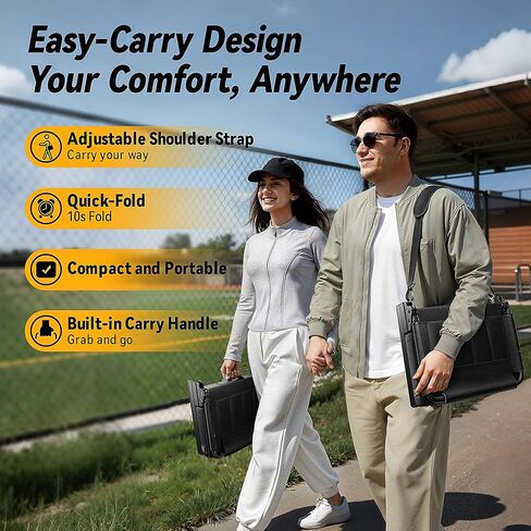 مقاعد ملعب مُدفأة مع دعم خلفي للمبيض، مقعد وسادة سميك قابل للحمل بخمسة زوايا وارتفاع قابل للتعديل مع حقيبة تخزين حامل أكواب، يتضمن حزام الكتف، يستخدم للأحداث الرياضية والحفلات الموسيقية in Kuwait