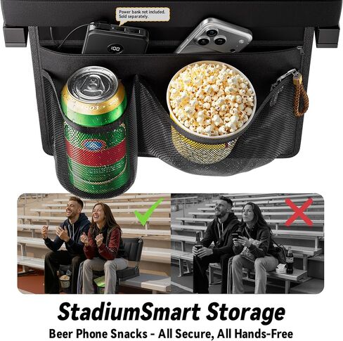 مقاعد ملعب مُدفأة مع دعم خلفي للمبيض، مقعد وسادة سميك قابل للحمل بخمسة زوايا وارتفاع قابل للتعديل مع حقيبة تخزين حامل أكواب، يتضمن حزام الكتف، يستخدم للأحداث الرياضية والحفلات الموسيقية in Kuwait