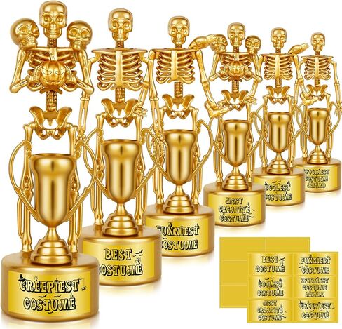 6 Pack Halloween Trophy Best Costume Trophy Skeleton Trophies, Halloween Trophy Awards for Kids Adults Halloween Party Prizes Contest Prizes Funny Trophy for Halloween Party Supplies in Saudi Arabia