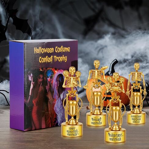 6 Pack Halloween Trophy Best Costume Trophy Skeleton Trophies, Halloween Trophy Awards for Kids Adults Halloween Party Prizes Contest Prizes Funny Trophy for Halloween Party Supplies in Saudi Arabia