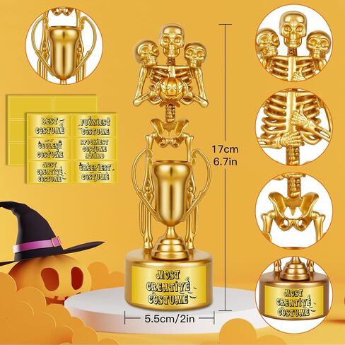 6 Pack Halloween Trophy Best Costume Trophy Skeleton Trophies, Halloween Trophy Awards for Kids Adults Halloween Party Prizes Contest Prizes Funny Trophy for Halloween Party Supplies in Saudi Arabia