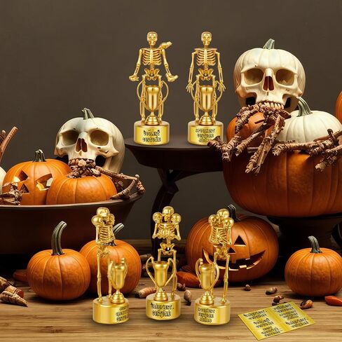 6 Pack Halloween Trophy Best Costume Trophy Skeleton Trophies, Halloween Trophy Awards for Kids Adults Halloween Party Prizes Contest Prizes Funny Trophy for Halloween Party Supplies in Saudi Arabia