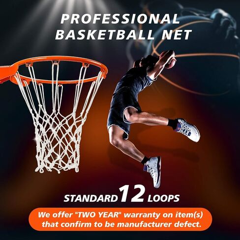 PSLER Basketball net Outdoor, Basketball Hoop net White Standard Basketball net Measures 22 inches and has 12 Loops, suitables for Indoor and Outdoor Professional Competition. in Saudi Arabia