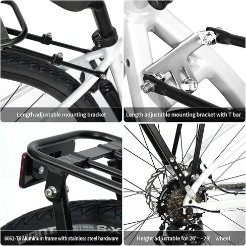 Bike Rear Rack Aluminum: Fits Most 26-29" No Disc Brake & Some Disc Brake Bikes (See The Image Gallery to Check Compatibility), 60lbs Capacity Bike Cargo Rack, Assembly in Saudi Arabia