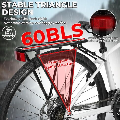 Bike Rear Rack Aluminum: Fits Most 26-29" No Disc Brake & Some Disc Brake Bikes (See The Image Gallery to Check Compatibility), 60lbs Capacity Bike Cargo Rack, Assembly in Saudi Arabia