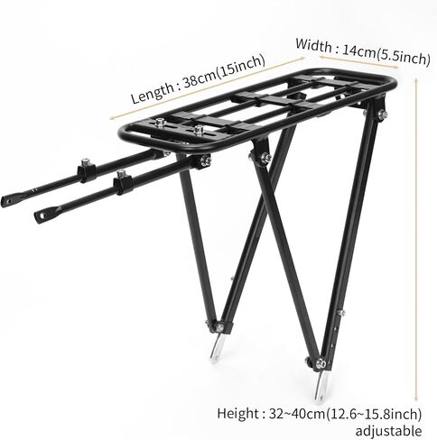 Bike Rear Rack Aluminum: Fits Most 26-29" No Disc Brake & Some Disc Brake Bikes (See The Image Gallery to Check Compatibility), 60lbs Capacity Bike Cargo Rack, Assembly in Saudi Arabia