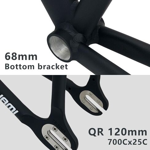 700C Fixed Gear Bike Frameset 49CM 52CM 55CM 58CM Aluminum Alloy Racing Track Frame C Brake Quick Release 100/120mm QR(Violet A,49cm) in Saudi Arabia