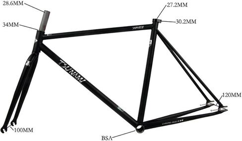 50 52 55CM Cr-Mo Steel Bike Frame 700C Fixed Gear Frameset Track C Brake 100/120mm Quick Release BSA BB68mm(Silver,55cm) in Saudi Arabia