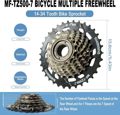 عجلة حرة للدراجة السريعة MF-TZ500-7، قطعة بديلة لركوب الدراجات ذات العجلات الحرة المتعددة 14-28T/34T in Kuwait