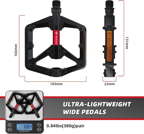 Road/MTB Bike Pedals - 9/16" Sealed Bearing Lightweight Aluminum Alloy Flat Platform Bicycle Pedals with Reflector for Road Mountain BMX MTB Bike in Saudi Arabia